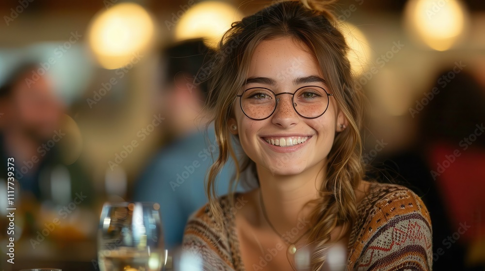 Bright smiles and cheerful moments captured in a cozy cafe during evening gathering with friends. Generative AI Bright smiles and cheerful moments captured in a cozy cafe during evening gathering with friends. Generative AI