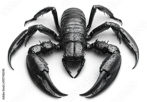 Here's a suggested  and keywords for your stock photo..  Black Tailless Whip Scorpion, overhead view, isolated. photo