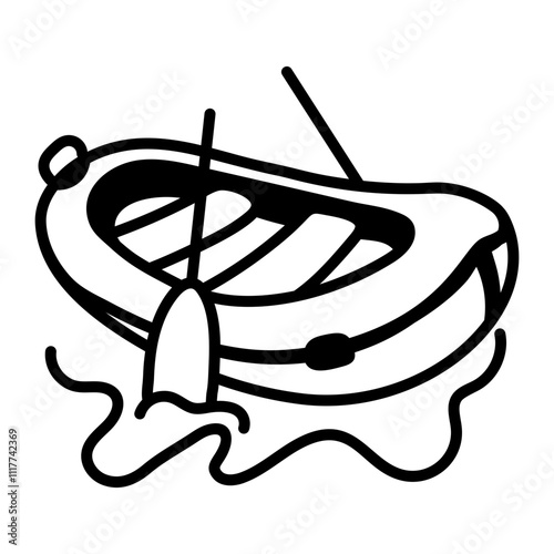 A hand drawn icon of rafting boat 
