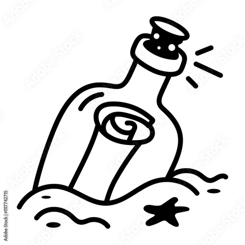 Message bottle icon in hand drawn style 

