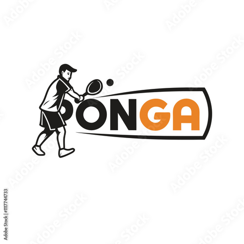 ping pong logo for ponga using black white aura