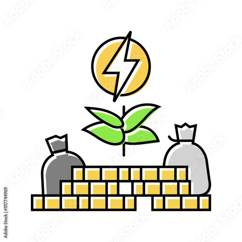 green investment energy policy color icon vector. green investment energy policy sign. isolated symbol illustration