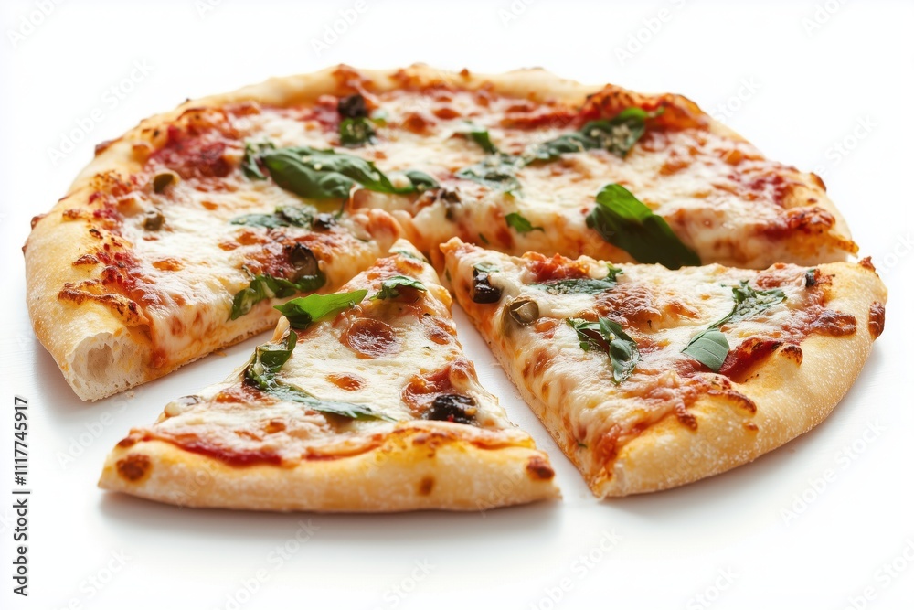 the pizza melts and spreads on a white background the pizza melts and spreads on a white background