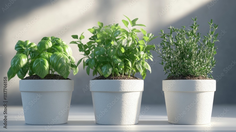 Fototapeta premium Herb gardening tips indoor space image collection natural light close-up growth techniques