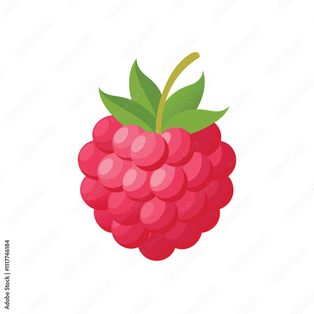 A raspberry isolated on white background made in simple style. Flat berry. Good for projects. A raspberry isolated on white background made in simple style. Flat berry. Good for projects.