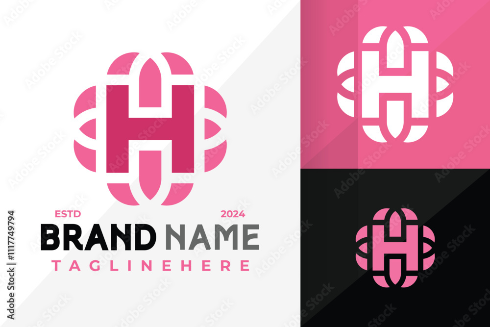 Letter H Flower Logo Icon Vector Design Letter H Flower Logo Icon Vector Design