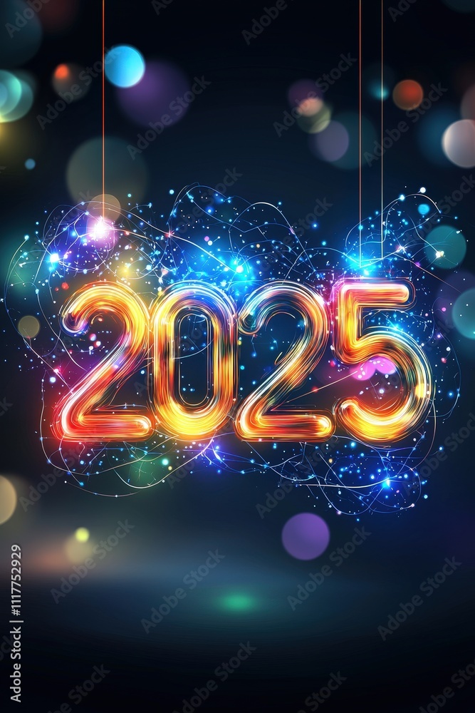 Bright and Colorful 2025 New Year Celebration Design Bright and Colorful 2025 New Year Celebration Design