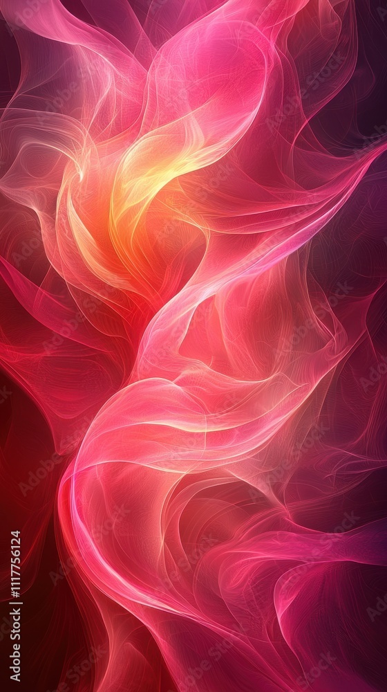 Obraz premium Colorful abstract swirls of pink and gold blend together in a captivating display of fluid motion