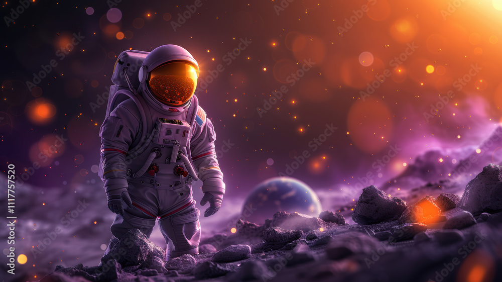 Lunar Exploration: Astronaut and Cosmic Beauty Lunar Exploration: Astronaut and Cosmic Beauty