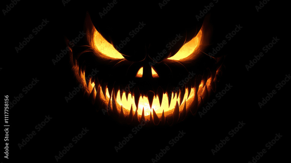 Evil Glowing Pumpkin Face