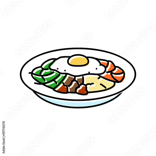 bibimbap dish korean cuisine color icon vector. bibimbap dish korean cuisine sign. isolated symbol illustration