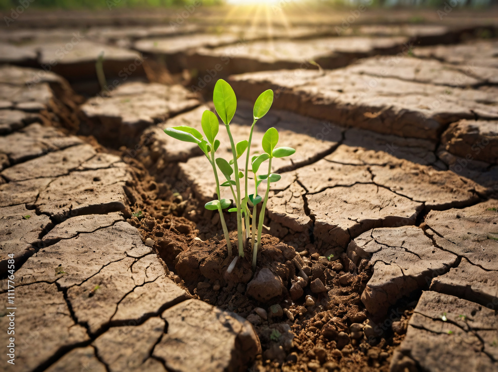 Vibrant Green Sprouts Emerging from Cracked, Arid Ground. Hope is born from the dust: green shoots emerging from the cracked soil. Vibrant Green Sprouts Emerging from Cracked, Arid Ground. Hope is born from the dust: green shoots emerging from the cracked soil.
