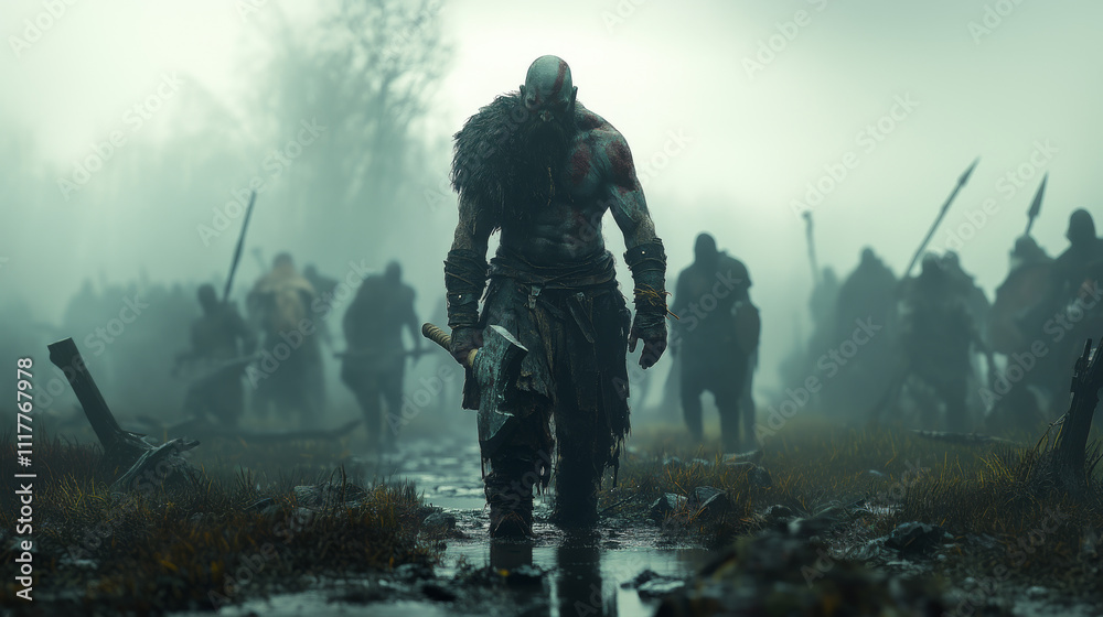 Epic Viking Warriors in Battle Gear, Fierce Viking Soldiers Ready for Combat, Historical Viking Warrior Portraits