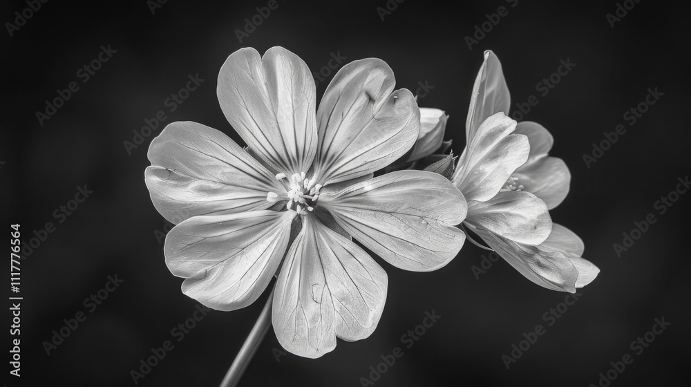 Fototapeta premium A close-up photograph of a single flower in black and white