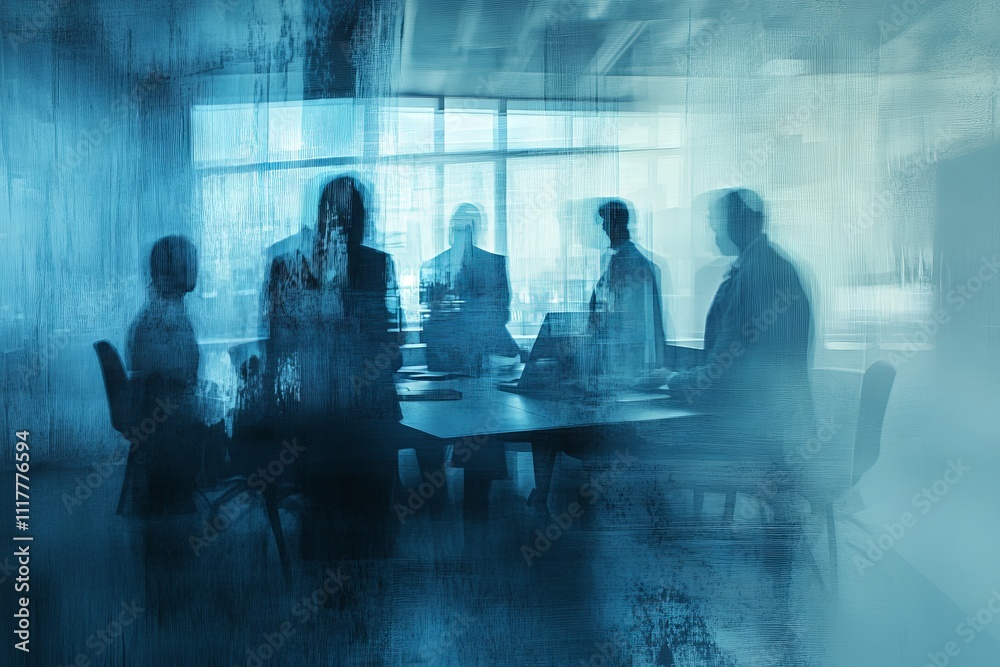 Business Meeting with Abstract Background and Double Exposure. AI generated illustration Business Meeting with Abstract Background and Double Exposure. AI generated illustration