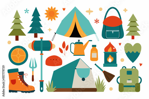 set of camping elements