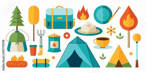 set of camping elements