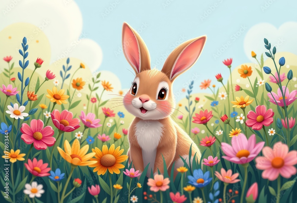 Fototapeta premium easter bunny with easter eggs