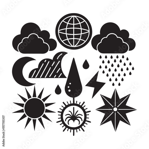 Modern weather icons set vector illustration