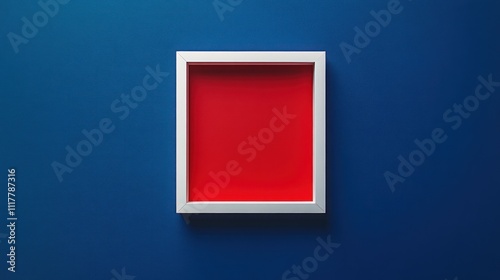 Red Frame on Blue Wall