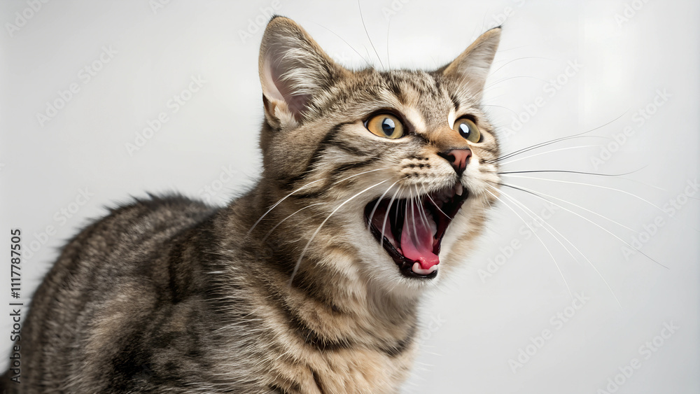 Excited Cat Isolated on Transparent PNG Background with Angry Look Excited Cat Isolated on Transparent PNG Background with Angry Look