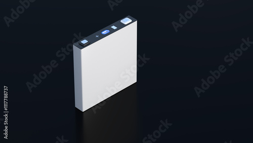 white prismatic cell, rectangular lithium ion phosphate LFP battery for modern electric vehicles and energy storage, 3d rendering