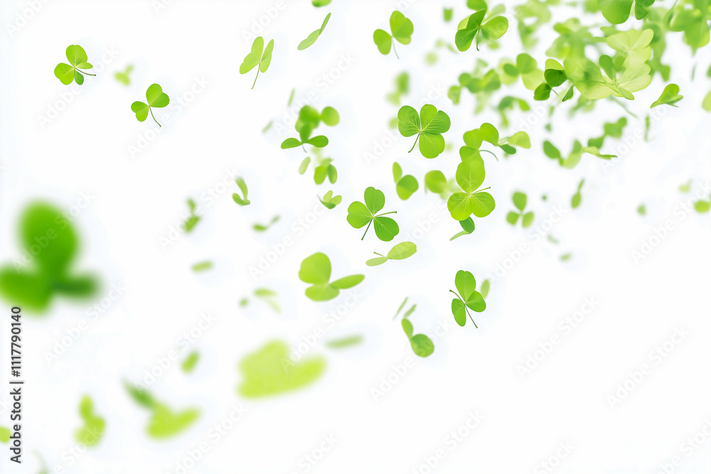 Clover shamrock vector irish pattern. Design of a postcard, banner, website. St Patrick day realistic green border for banner with leaf confetti. Clover shamrock vector irish pattern. Design of a postcard, banner, website. St Patrick day realistic green border for banner with leaf confetti.