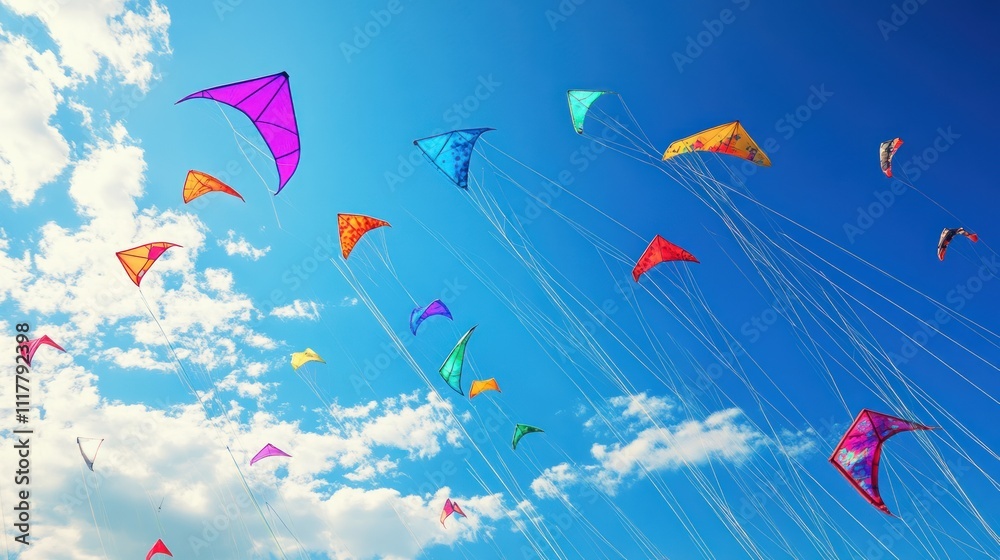Fototapeta premium Colorful Kites Dancing in the Sky