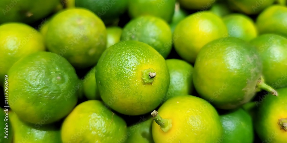 Close-up Image of Fresh Green Limes with Vibrant Textures and Colors, the Citrus Fruits are Beautifully Arranged Close-up Image of Fresh Green Limes with Vibrant Textures and Colors, the Citrus Fruits are Beautifully Arranged