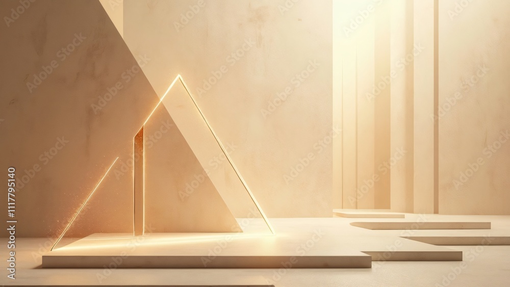 Ethereal Futuristic Business Landscape, Pastel Beige & Golden Champagne Abstract Background with Grunge Noise and Geometric Triangle Ethereal Futuristic Business Landscape, Pastel Beige & Golden Champagne Abstract Background with Grunge Noise and Geometric Triangle