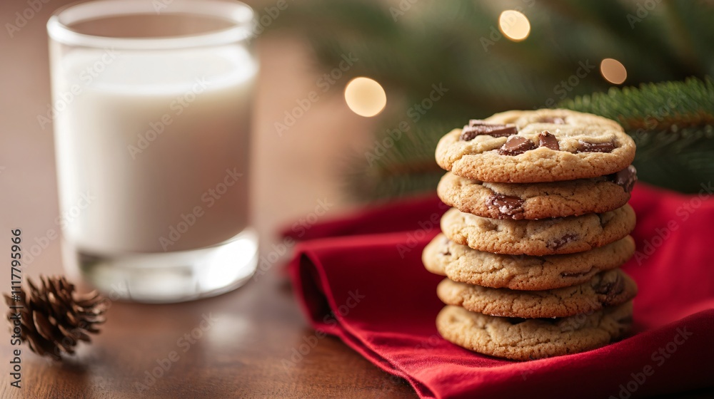 custom made wallpaper toronto digitalA stack of cookies placed next to a glass of milk, styled with a festive red napkin and a sprig of pine
