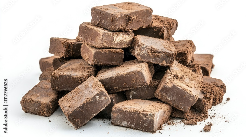 Pile of dirt-covered bricks, arranged chaotically with visible grime, isolated against a white background Pile of dirt-covered bricks, arranged chaotically with visible grime, isolated against a white background