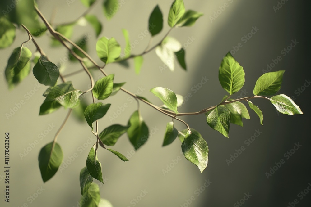 A detailed view of a plant's leaves, showcasing their natural green color