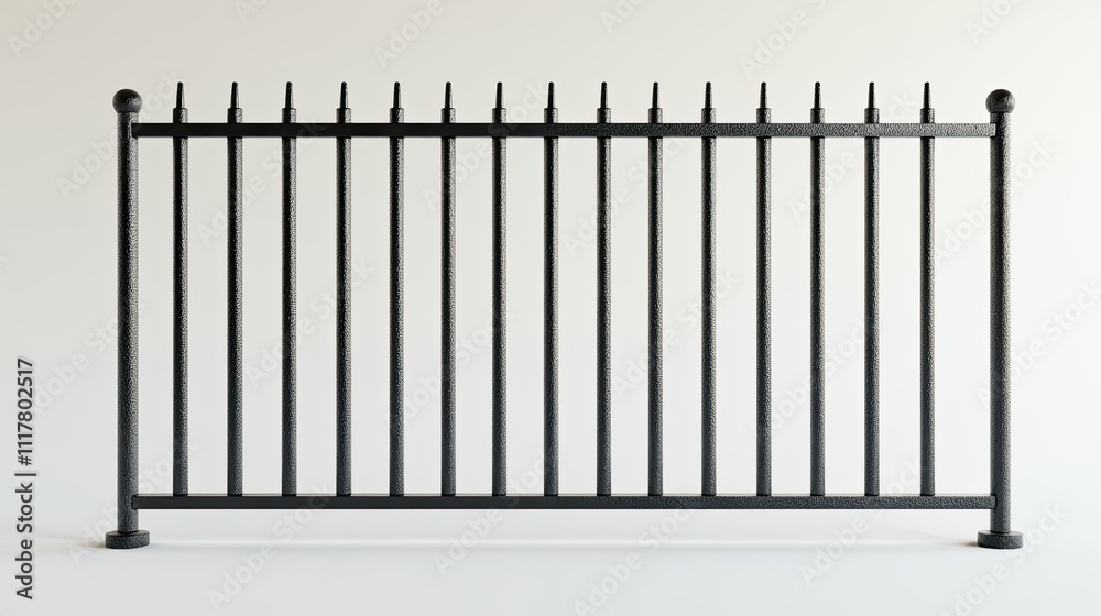 Elegant Decorative Metal Fence with Vertical Bars and Finials Elegant Decorative Metal Fence with Vertical Bars and Finials