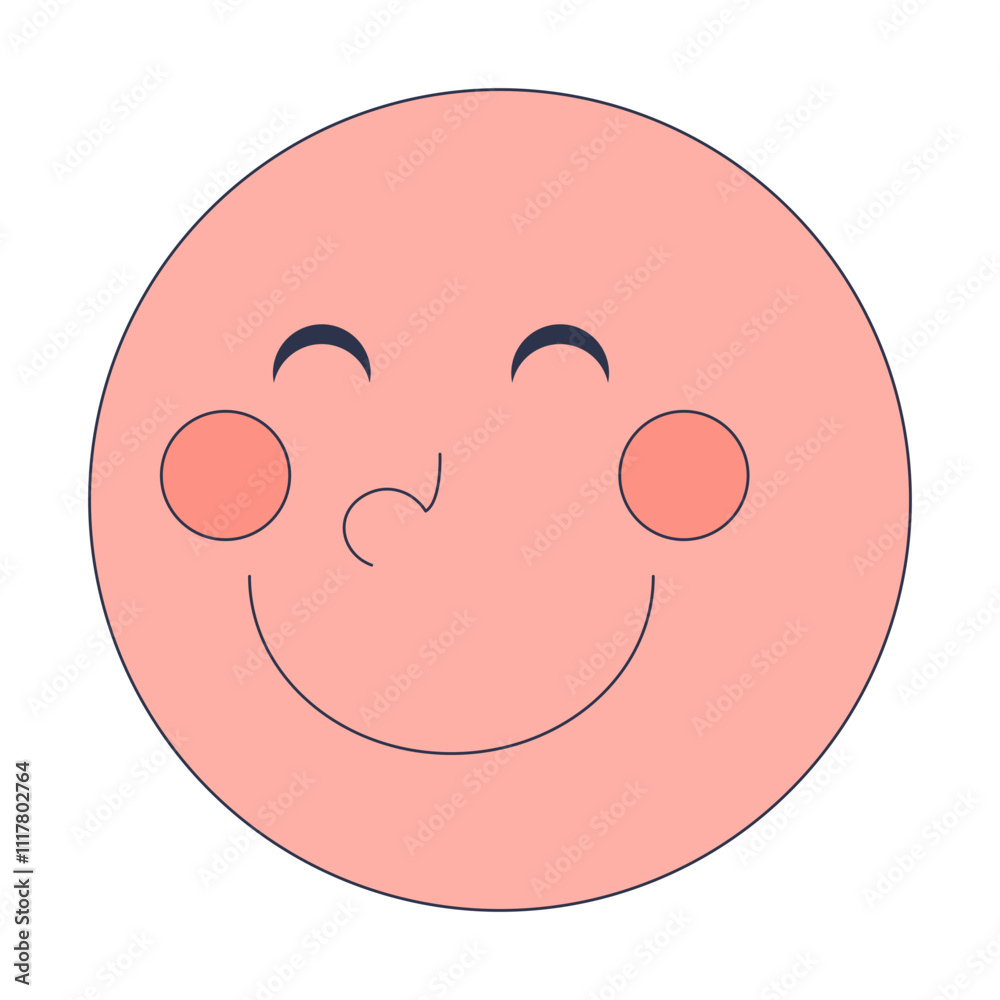 Fototapeta premium A simple, smiling face with rosy cheeks, conveying shyness and warmth.