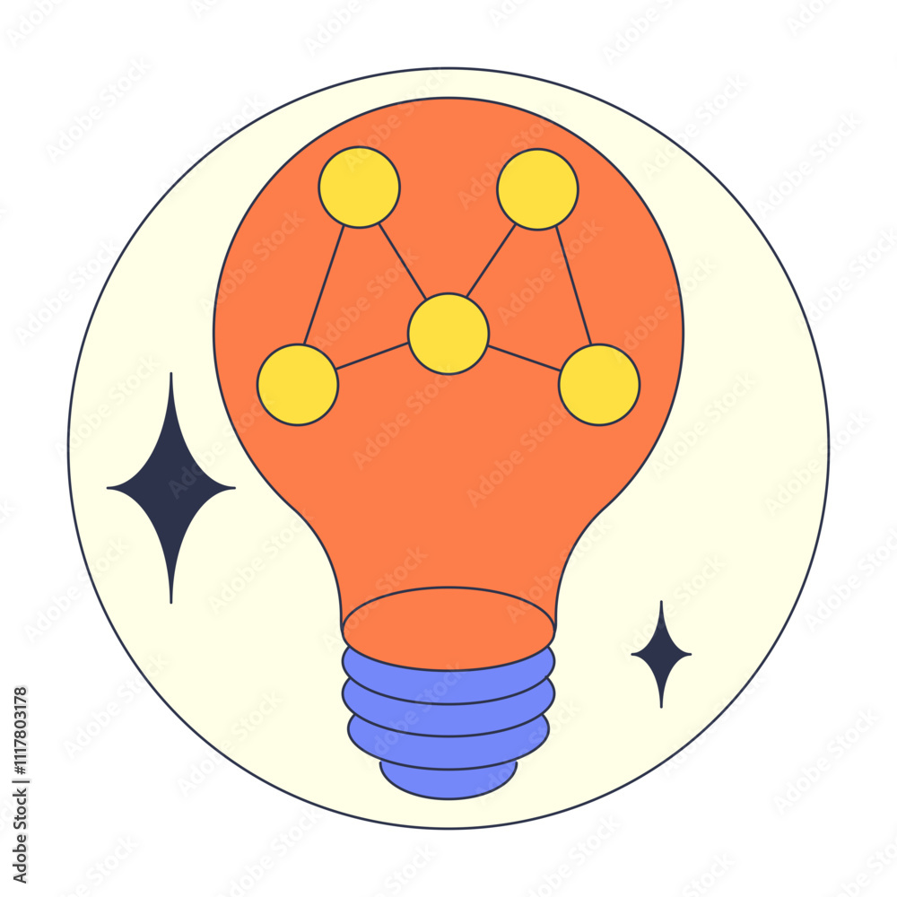 © VectorMine - An orange lightbulb with connected dots symbolizes innovation and networking.