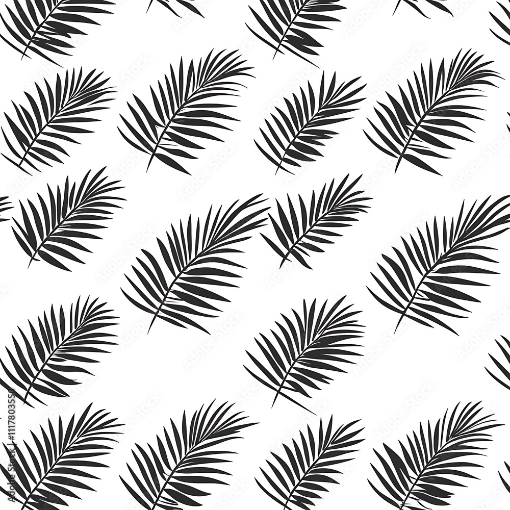 Black and white palm leaf pattern design Black and white palm leaf pattern design