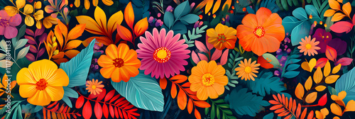 Wallpaper Mural Vibrant and colorful floral pattern display Torontodigital.ca