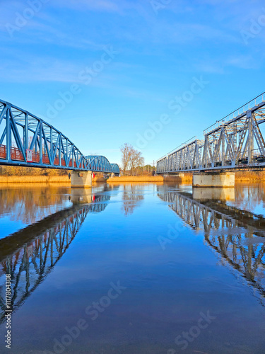 Obraz na płótnie Railway bridge over the river w salonie