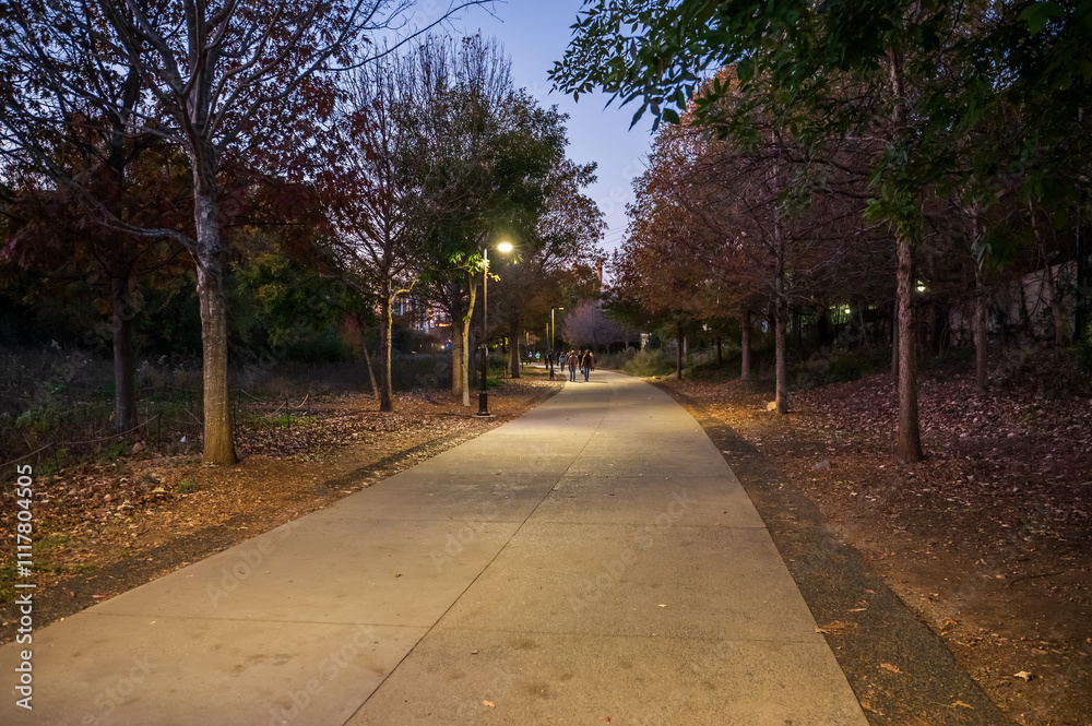 The Beltline transforms into a peaceful promenade by evening, Atlanta Beltline Eastside Trail, Atlanta, Georgia, United States of America The Beltline transforms into a peaceful promenade by evening, Atlanta Beltline Eastside Trail, Atlanta, Georgia, United States of America