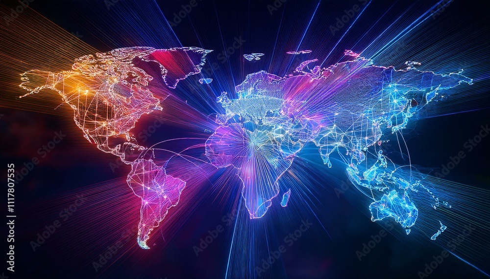 Nodes light up, showcasing interconnected networks. Nodes light up, showcasing interconnected networks.