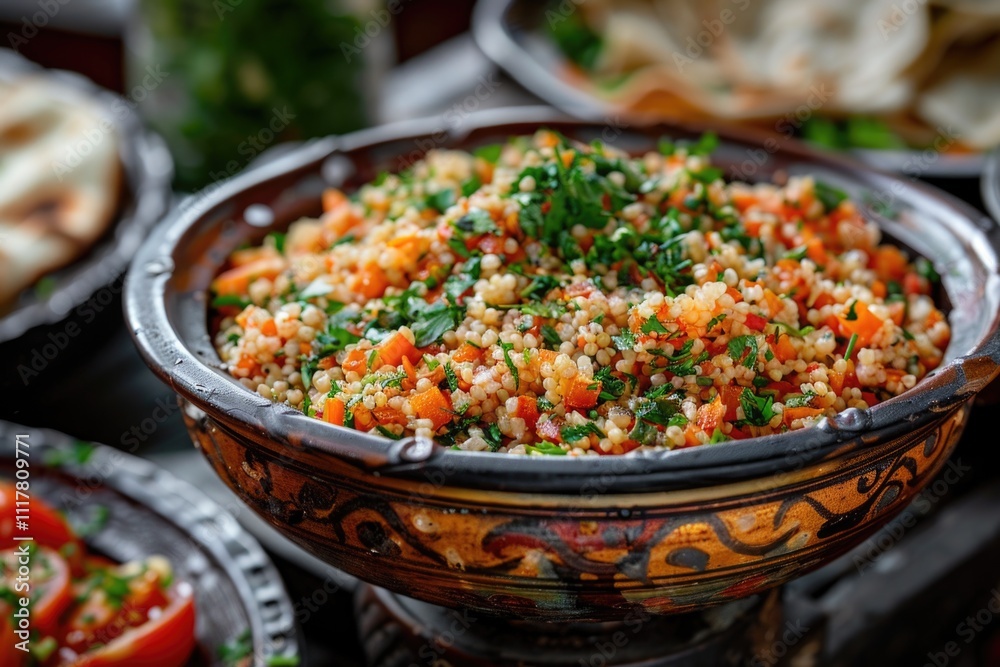 A bowl full of food sits on a table, great for restaurant or cafe images A bowl full of food sits on a table, great for restaurant or cafe images