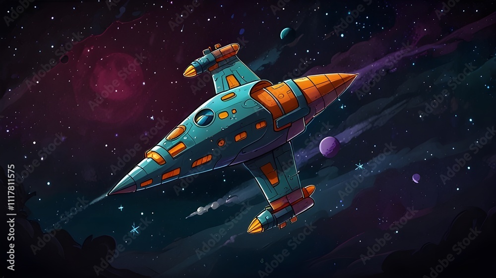 Galactic adventure colorful set posters with space shuttles and astronaut playing guitar for decoration in sci-fi magazine vector illustration Galactic adventure colorful set posters with space shuttles and astronaut playing guitar for decoration in sci-fi magazine vector illustration