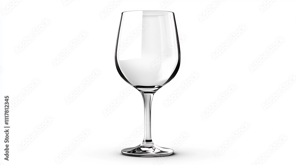 Empty Elegant Crystal Wine Glass on White Background Empty Elegant Crystal Wine Glass on White Background