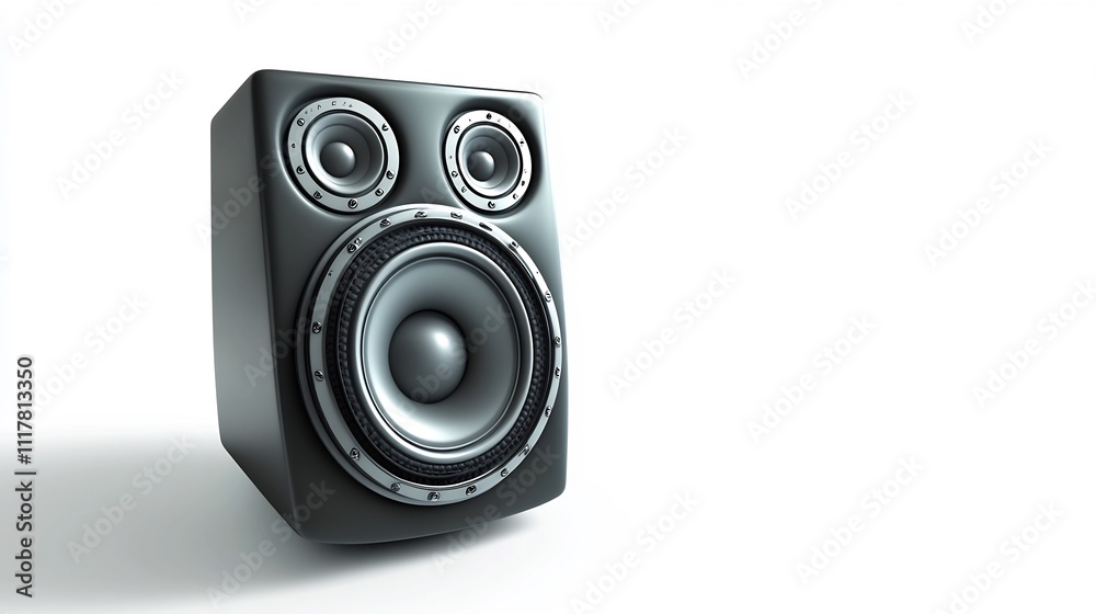 Fototapeta premium Black speaker with twin drivers and subwoofer
