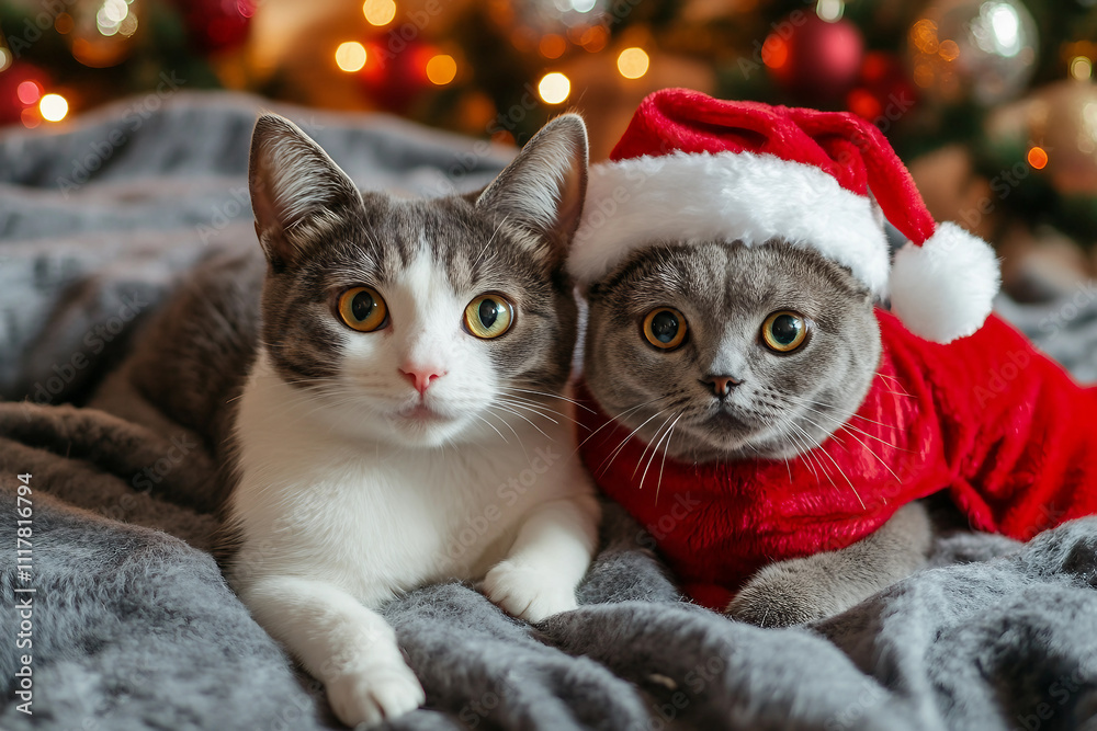 Generative AI portrait of a beautiful cute pet animal celebrate xmas holidays Generative AI portrait of a beautiful cute pet animal celebrate xmas holidays