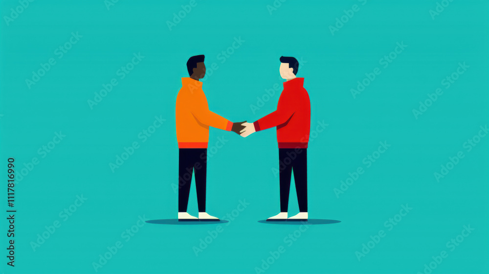 Person offering a helping hand to another, Two individuals shake hands, symbolizing partnership and collaboration against a vibrant turquoise background. Person offering a helping hand to another, Two individuals shake hands, symbolizing partnership and collaboration against a vibrant turquoise background.