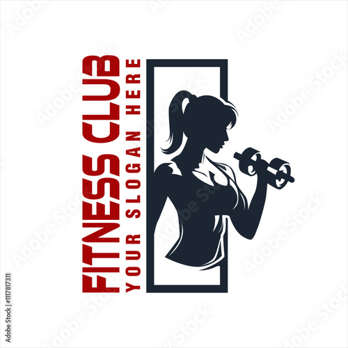 fitness gym aerobic and workout exercise woman silhouettes training muscled logo design template vector illustration isolated on white background