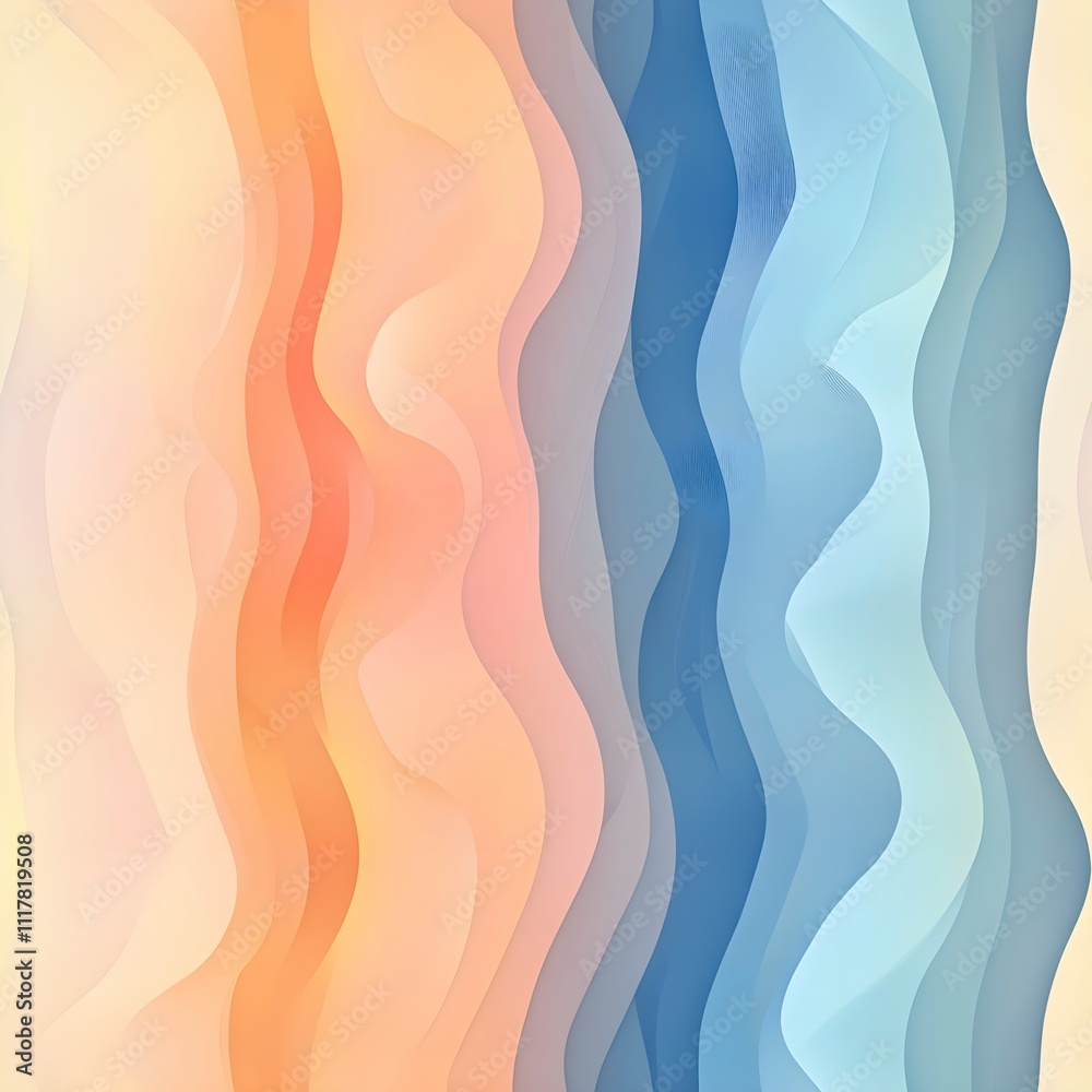 Soft Abstract Wavy Pattern in Gradient Pastel Shades of Peach, Blue, and Cream, Featuring Flowing Lines and Elegant Transitions, Perfect for Modern Wallpaper and Artistic Design Soft Abstract Wavy Pattern in Gradient Pastel Shades of Peach, Blue, and Cream, Featuring Flowing Lines and Elegant Transitions, Perfect for Modern Wallpaper and Artistic Design