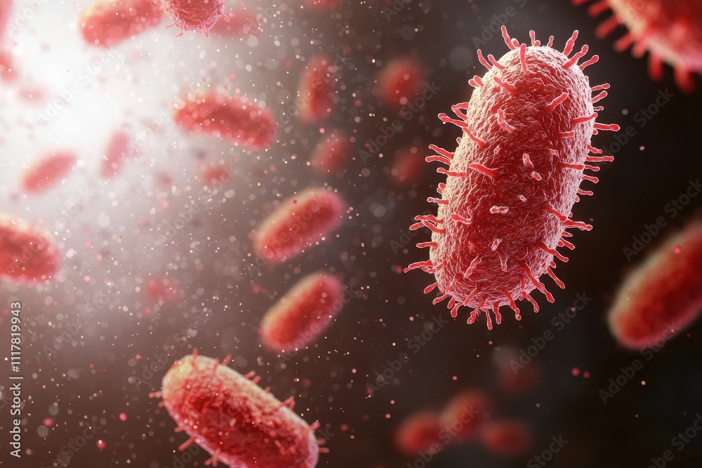 Close-Up View of Bacteria with Detailed Structure and Coloration Close-Up View of Bacteria with Detailed Structure and Coloration